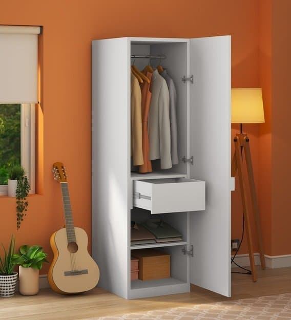1 Door MDF Opulent Wardrobe in White thumbnail 2