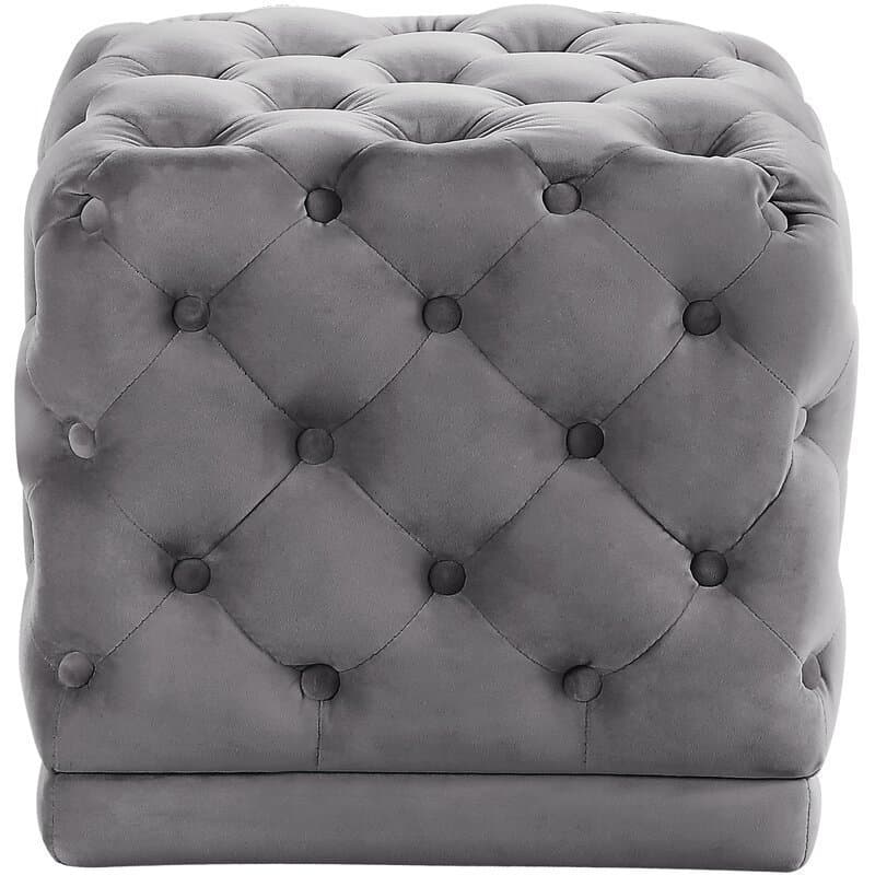 18 Inch Wide Velvet Tufted Square Ottoman thumbnail 1