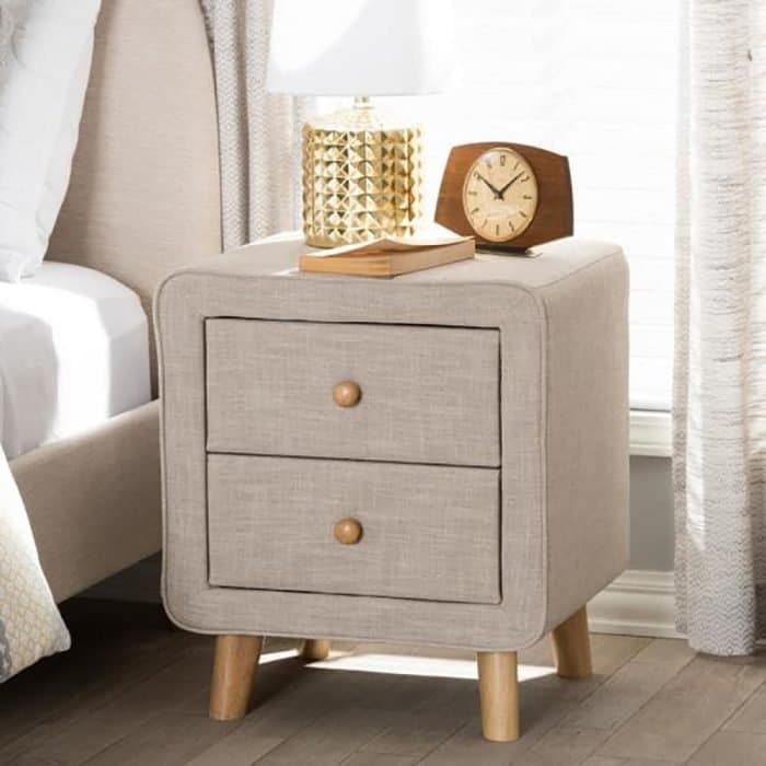 2-Drawer Mid-Century Fabric Nightstand furniture product