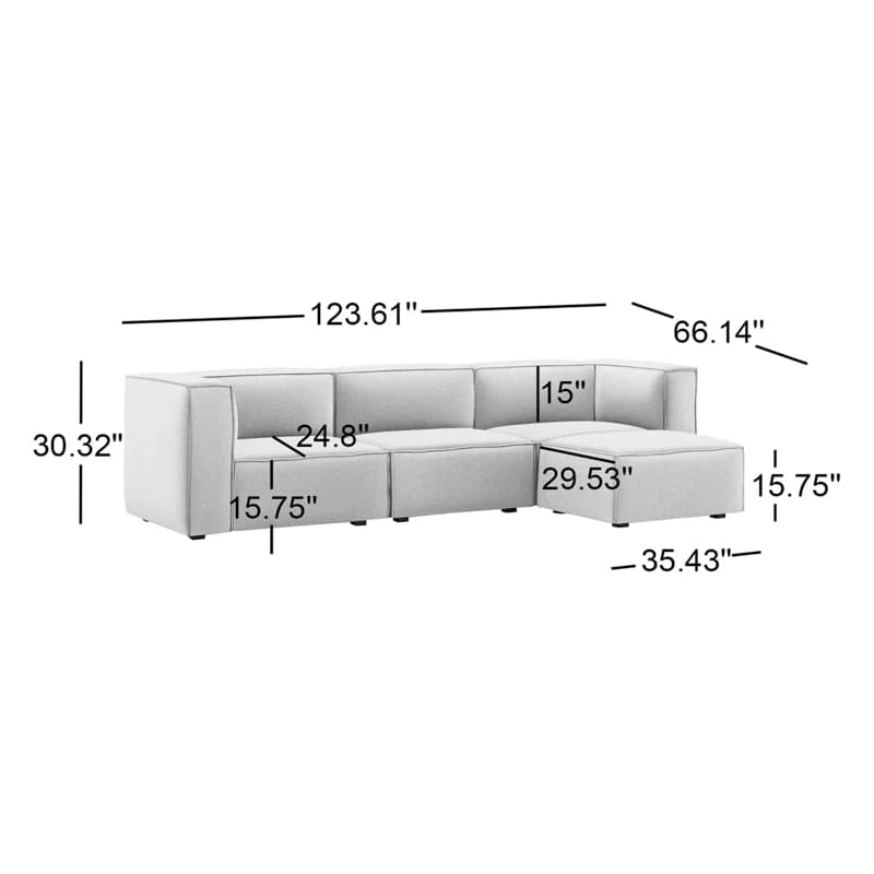 4 – Piece Modular Upholstered L-Sectional thumbnail 3