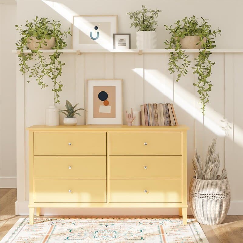 6 Drawer Elegant Dresser in Yellow furniture product