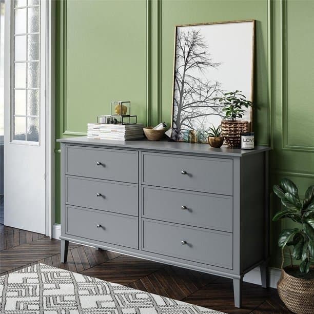 6 Drawer Elegant Dresser in Yellow thumbnail 3