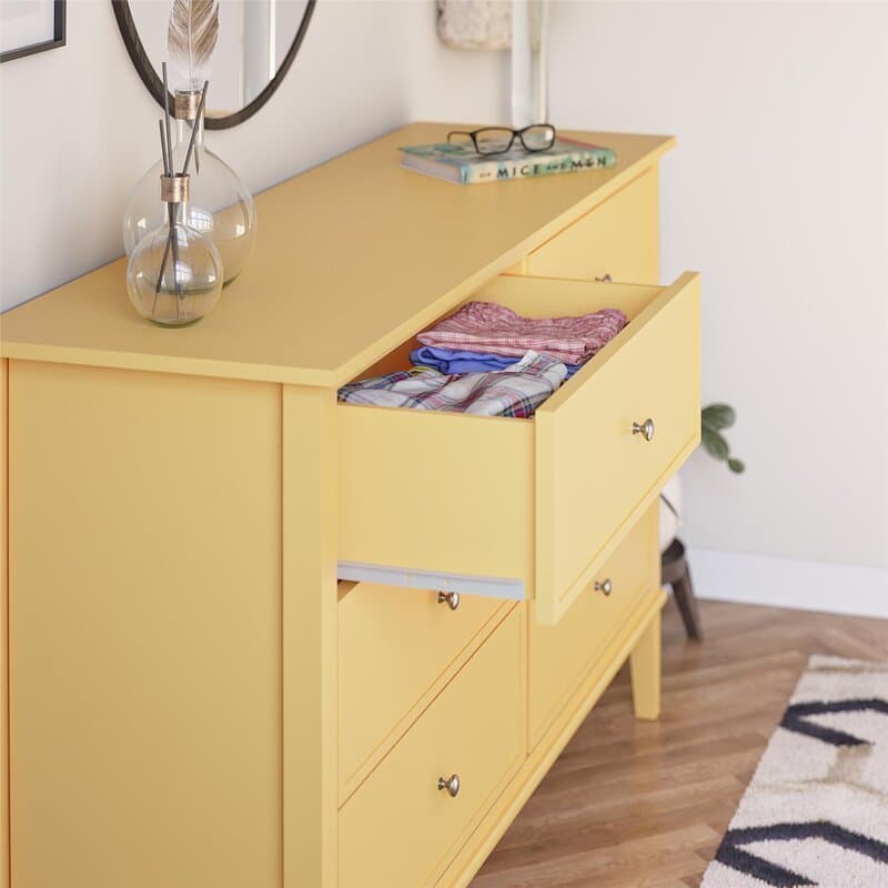 6 Drawer Elegant Dresser in Yellow thumbnail 5