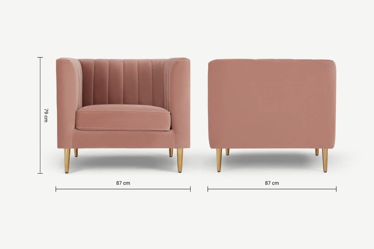 Amicie Channel Tufted Velvet Arm Chair thumbnail 3