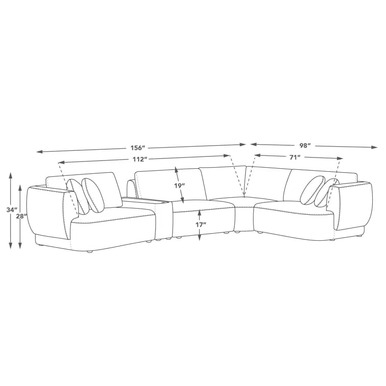 Aneika 5-Piece Curved sofa thumbnail 4