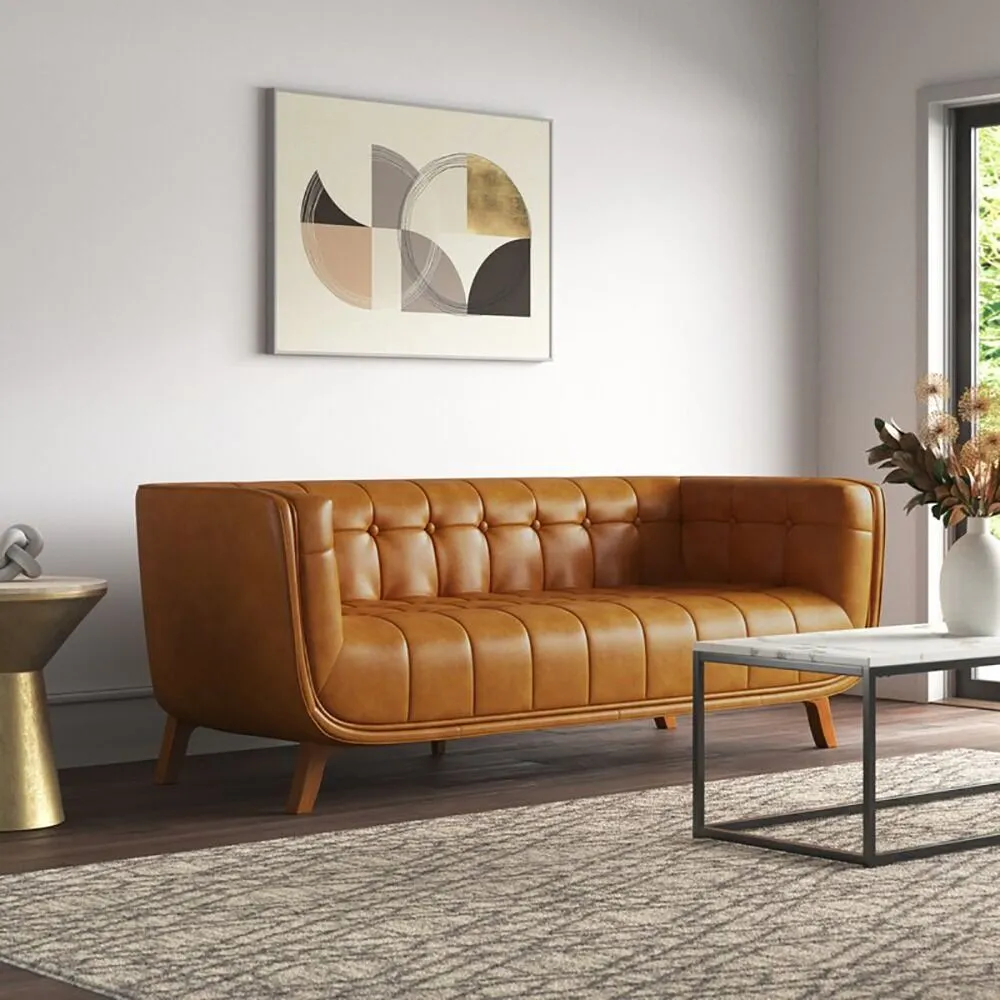 Ardrie PVC Faux Leather Flared Arm Sofa thumbnail 2