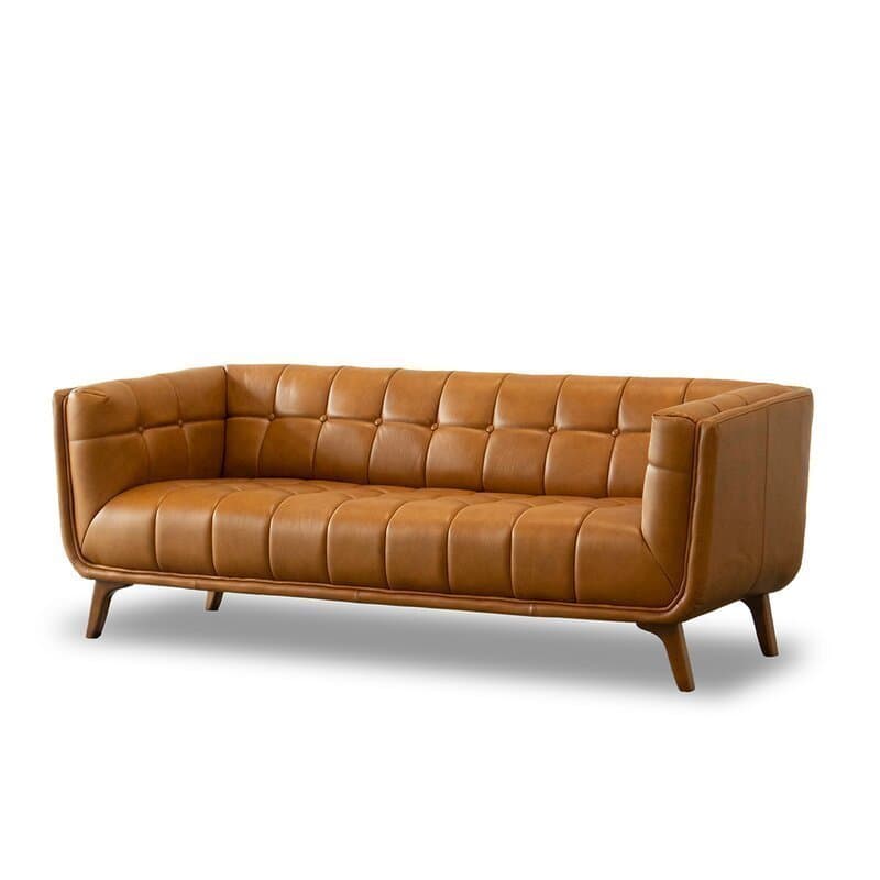 Ardrie PVC Faux Leather Flared Arm Sofa thumbnail 1