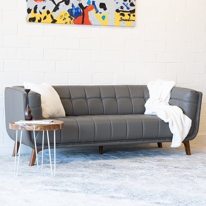 Ardrie PVC Faux Leather Flared Arm Sofa thumbnail 5