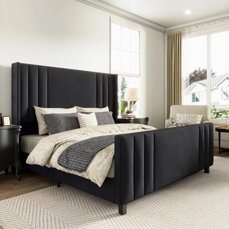 Aurieona velvet Bed thumbnail 1