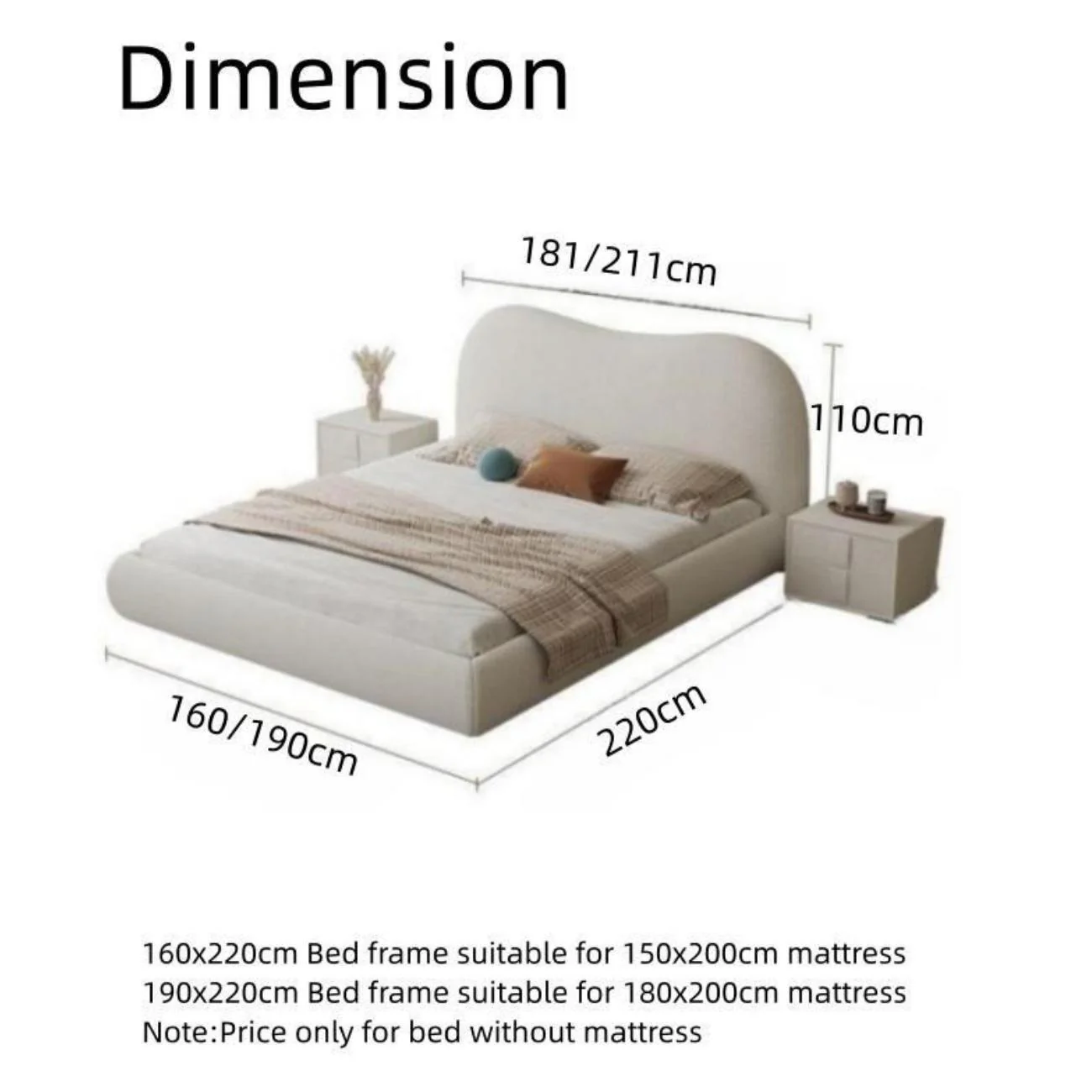 Bed with Cushioned Headboard thumbnail 3