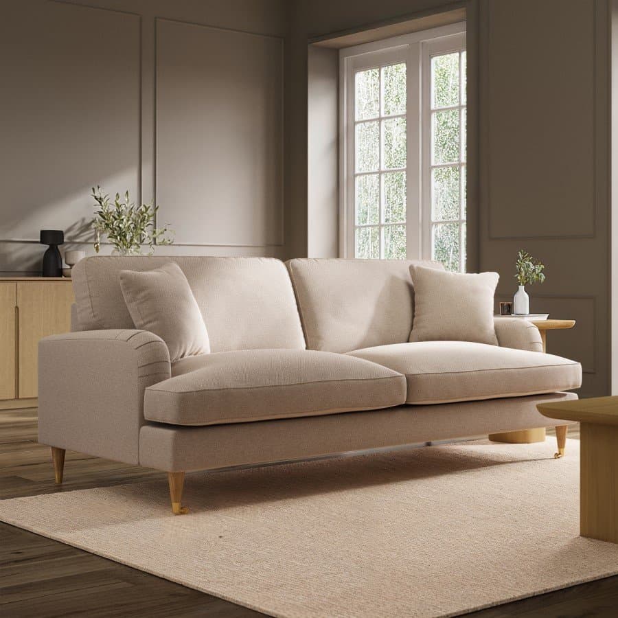 Beige Woven Fabric 3-Seater Sofa thumbnail 1