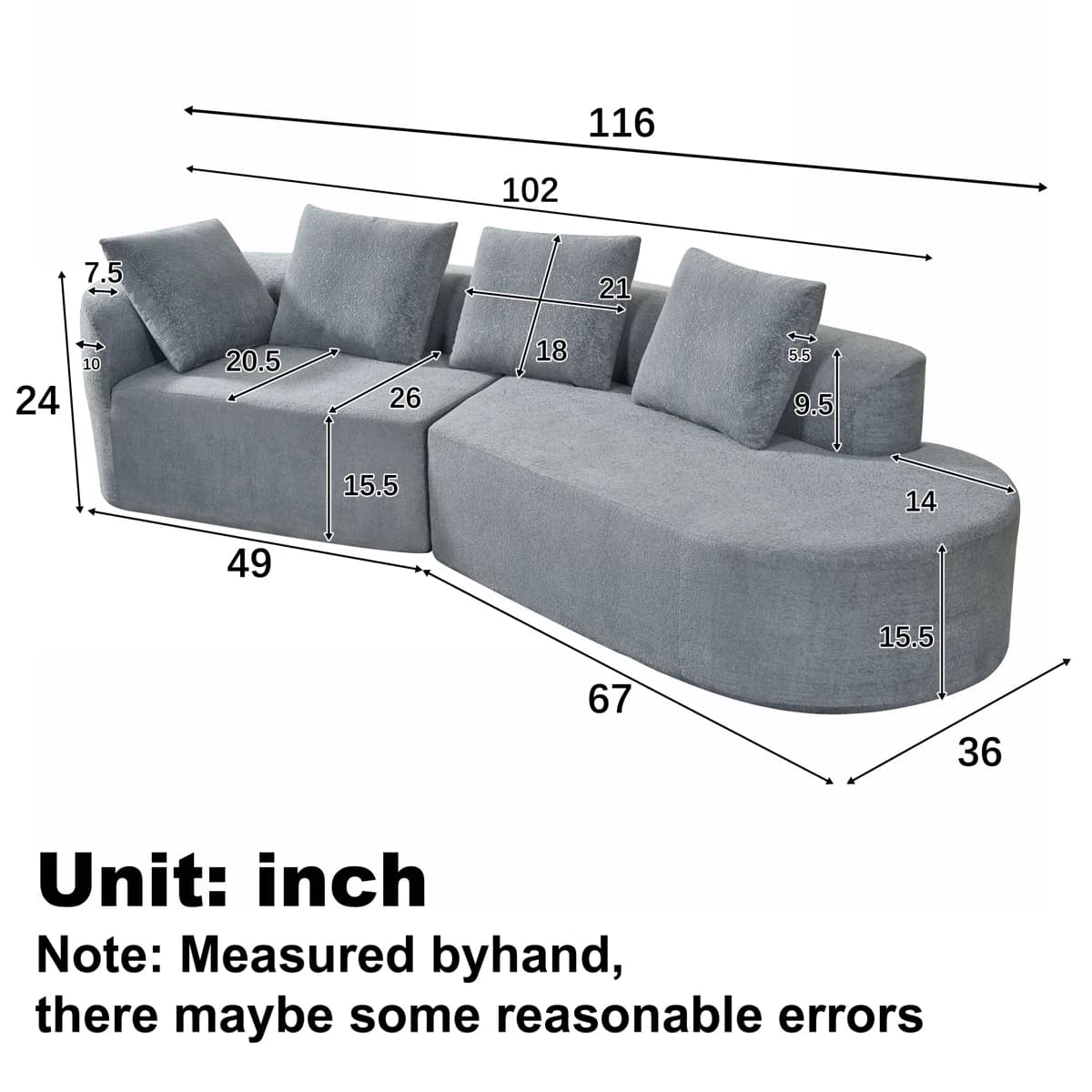 Bobby Modern Curved Sectional Sofa thumbnail 4