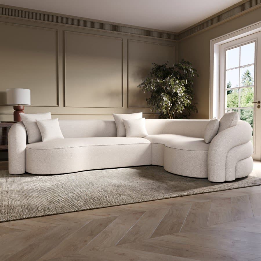 Boucle 4-Seater Curved Corner Sofa thumbnail 1