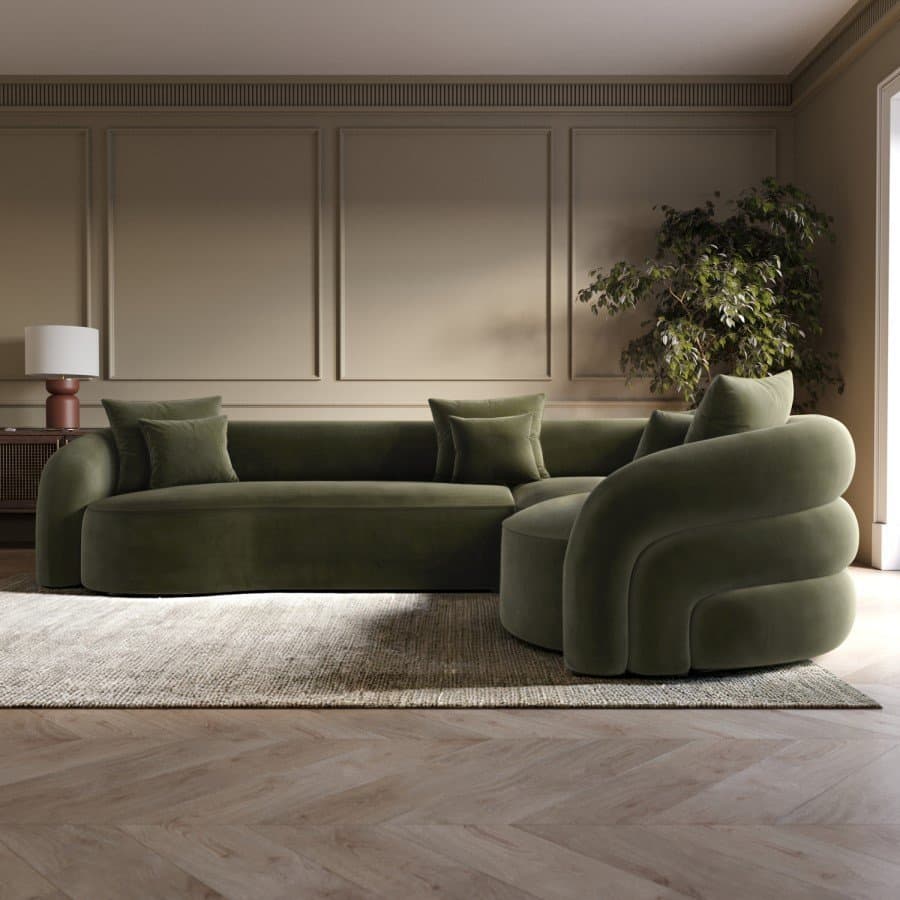 Boucle 4-Seater Curved Corner Sofa thumbnail 2