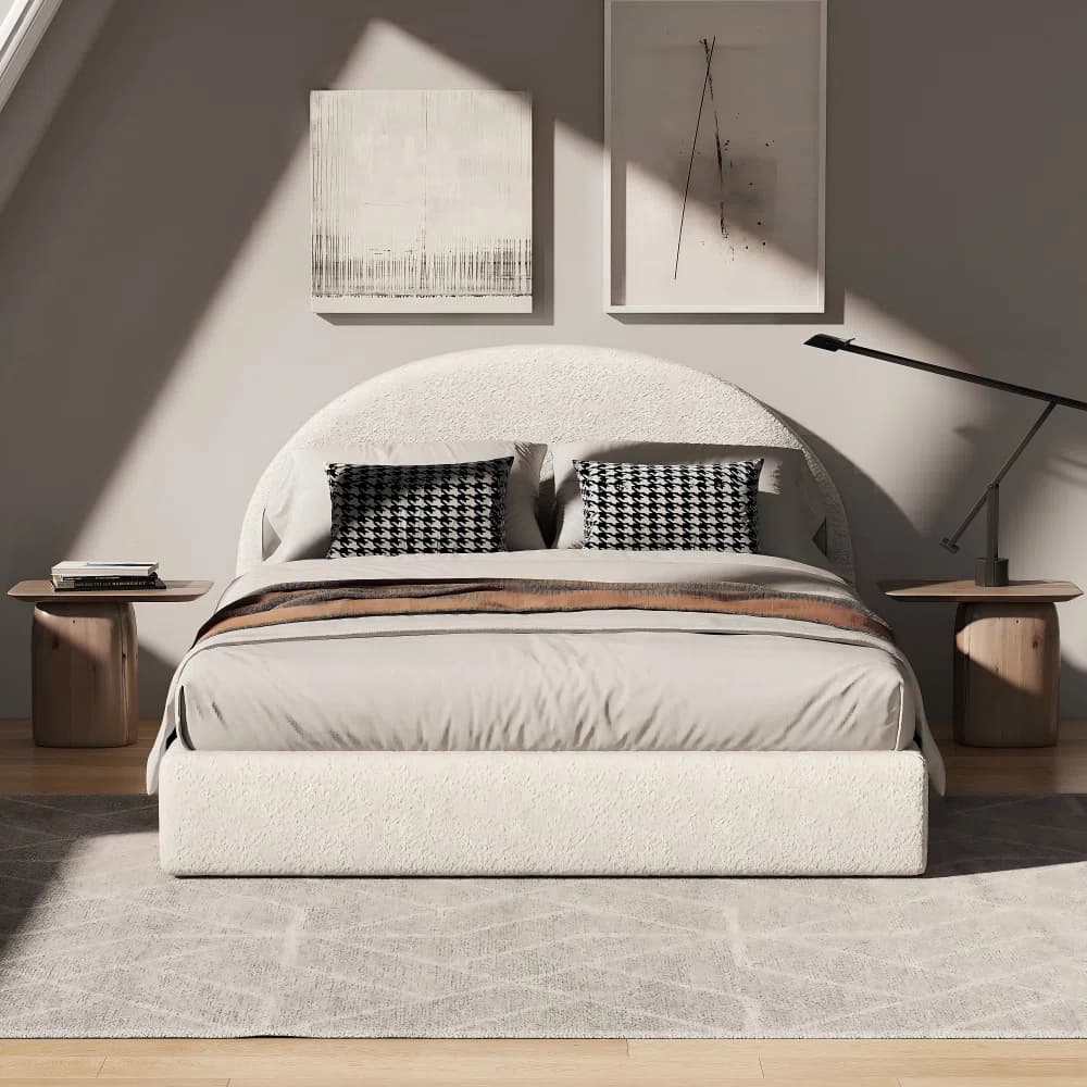 Boucle Bed Frame With Headboard thumbnail 2