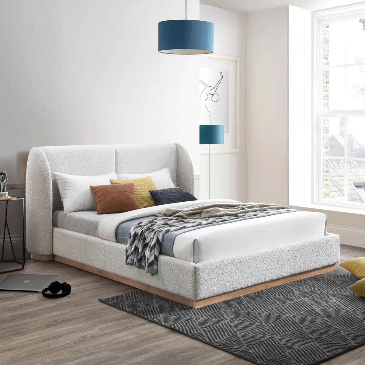Boucle Fabric Bed thumbnail 3