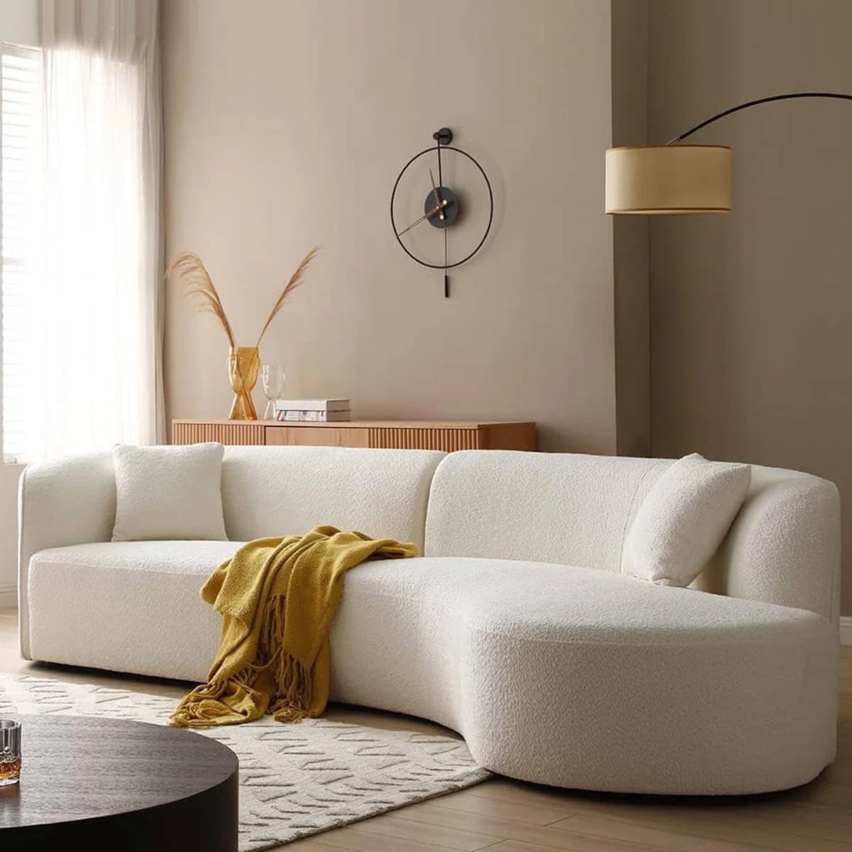 Boucle Upholstered Curved Sofa thumbnail 1