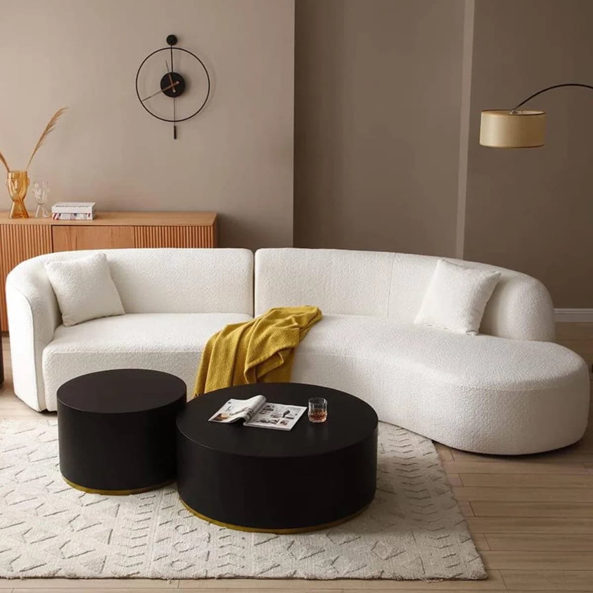 Boucle Upholstered Curved Sofa thumbnail 2