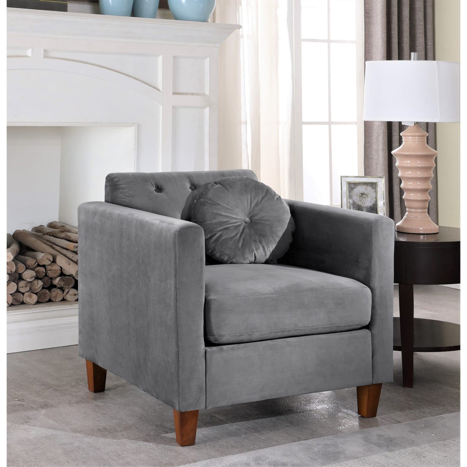 Carson Velvet Classic Arm Chair thumbnail 1