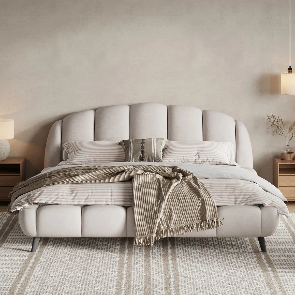 Chenille Thick Headboard Beds thumbnail 3