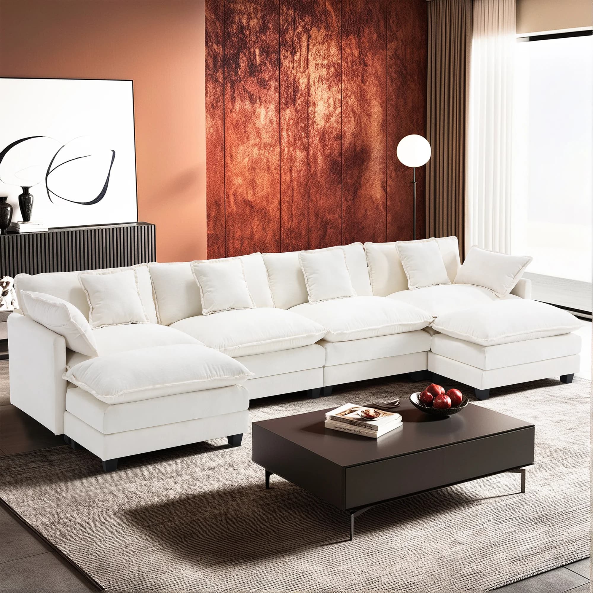 Chenille U shape Modular Sofa thumbnail 1