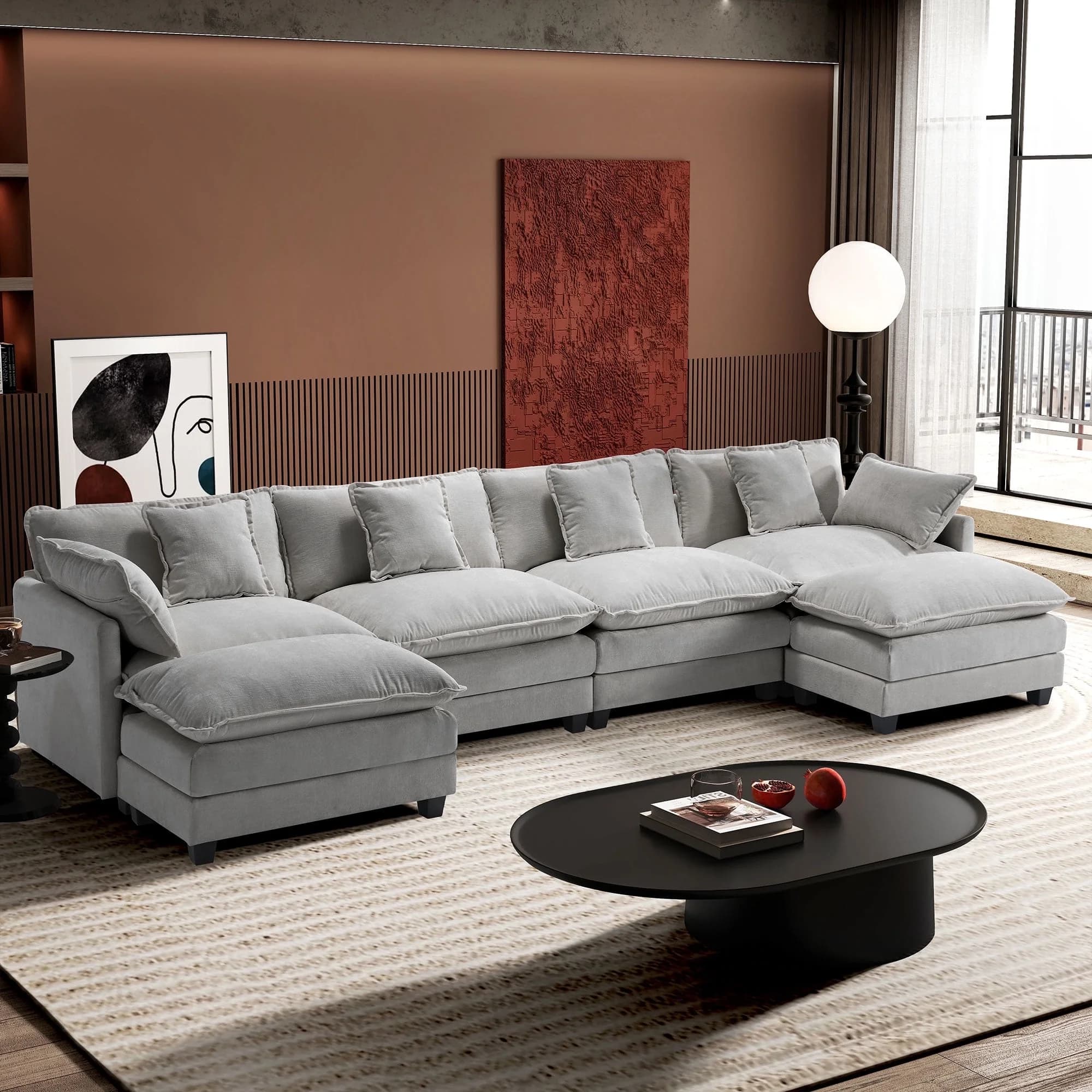 Chenille U shape Modular Sofa thumbnail 2