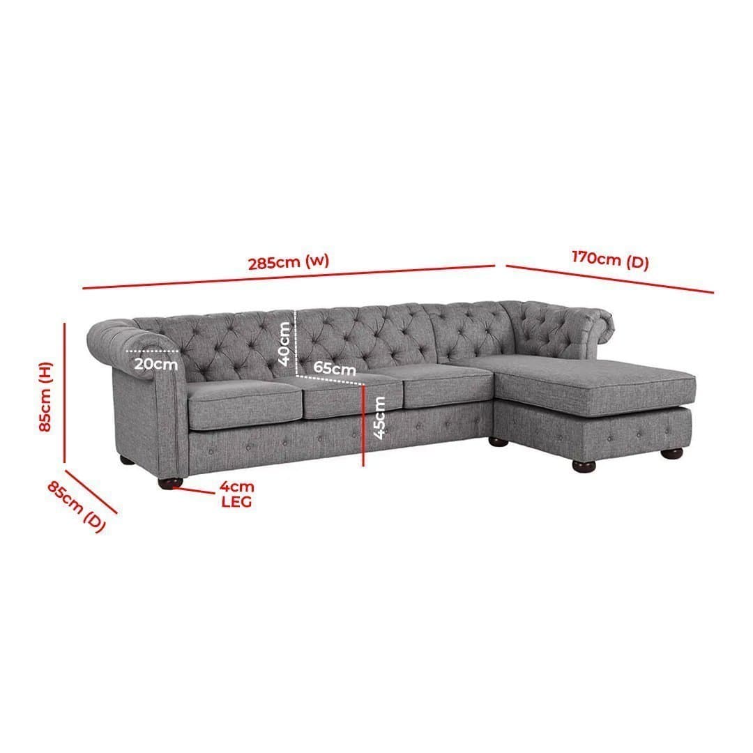 Chesterfield 4-Seat Sofa and Chaise thumbnail 5