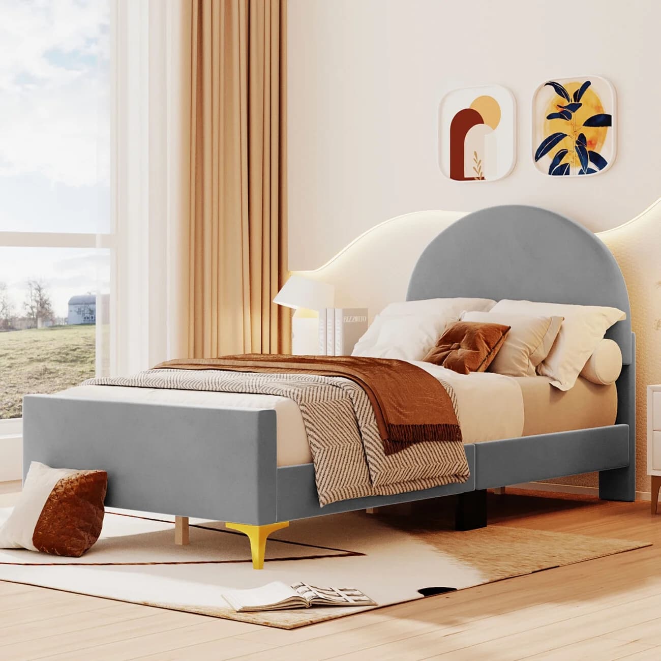 Classic Semi Circle Shaped Headboard Bed thumbnail 1