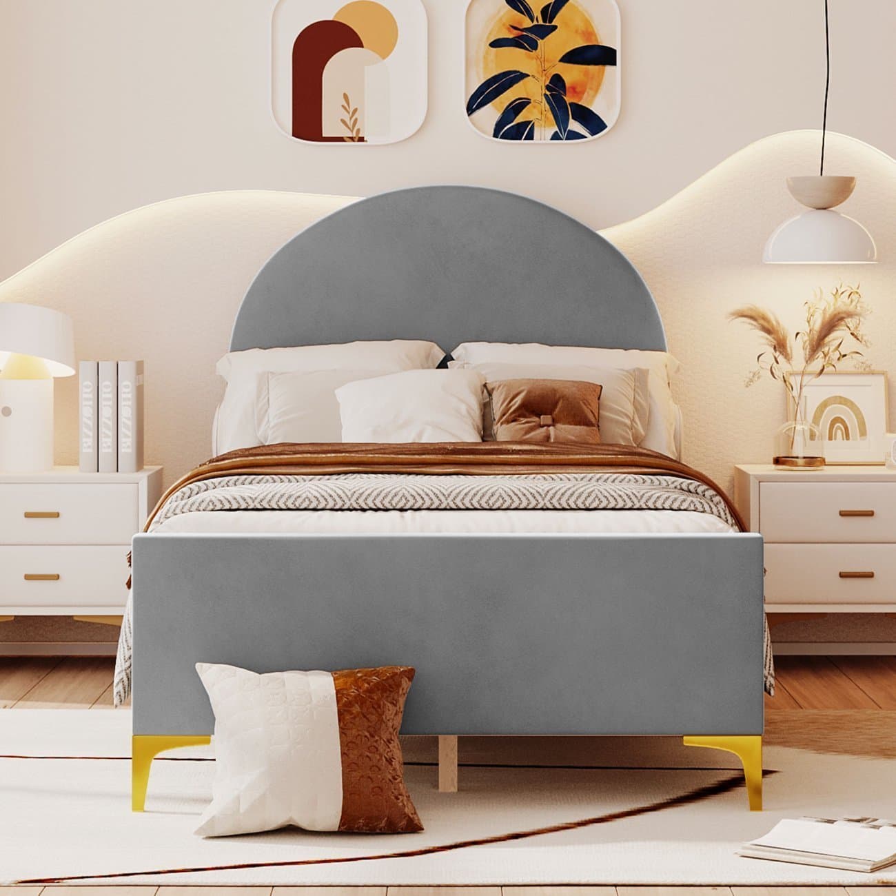 Classic Semi Circle Shaped Headboard Bed thumbnail 2