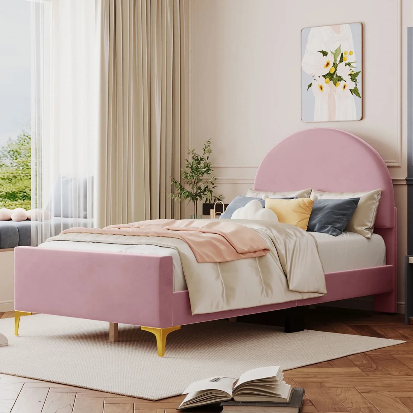 Classic Semi Circle Shaped Headboard Bed thumbnail 4