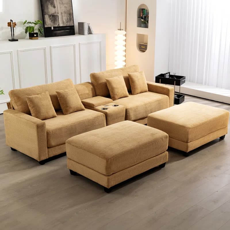 Corduroy Sectional sofa bed thumbnail 2