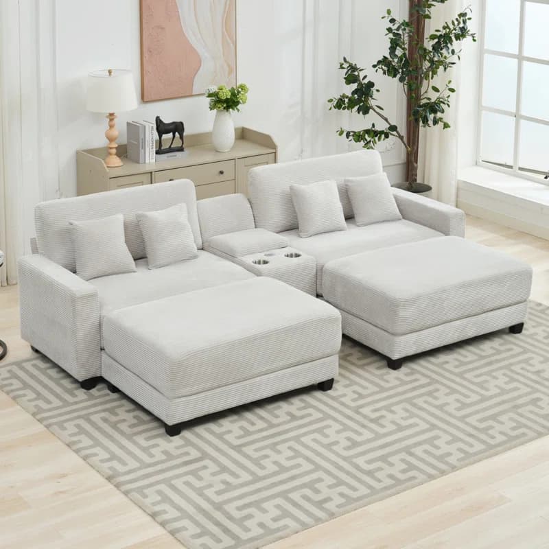 Corduroy Sectional sofa bed thumbnail 3