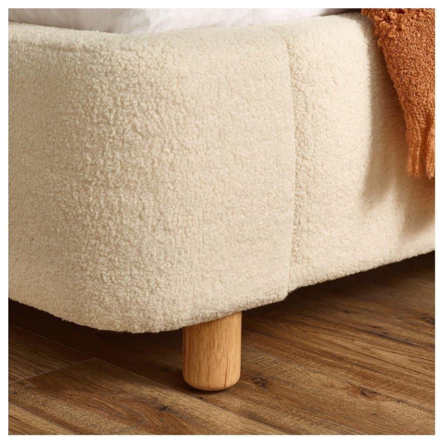 Cream Boucle Upholstered Double Bed Frame thumbnail 2