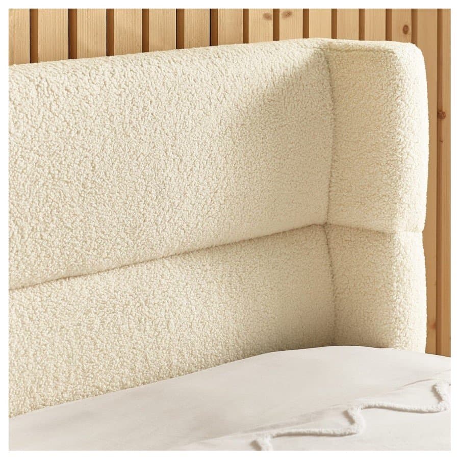 Cream Boucle Upholstered Double Bed Frame thumbnail 3