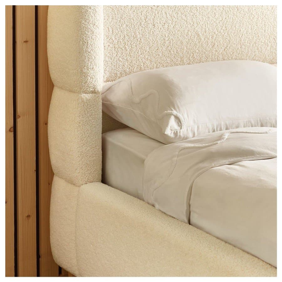 Cream Boucle Upholstered Double Bed Frame thumbnail 4