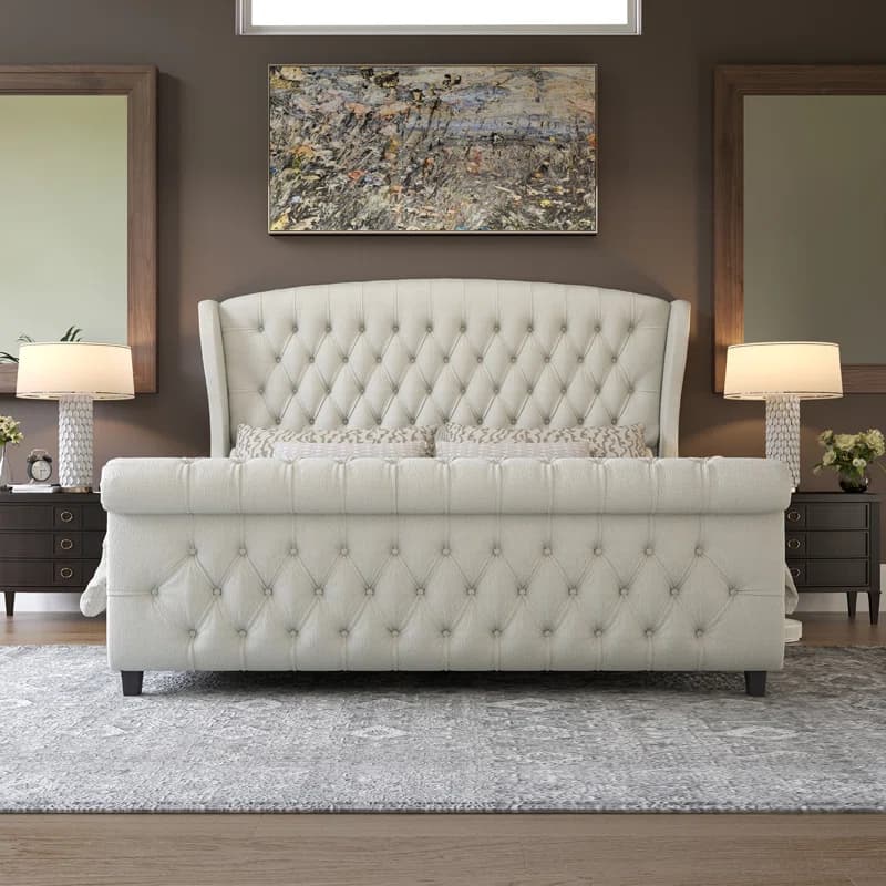 Dulane Velvet Sleigh Bed thumbnail 1