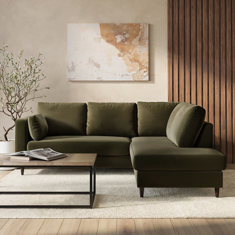 Dusty Grey Velvet Corner sofa – Seats 4 thumbnail 4