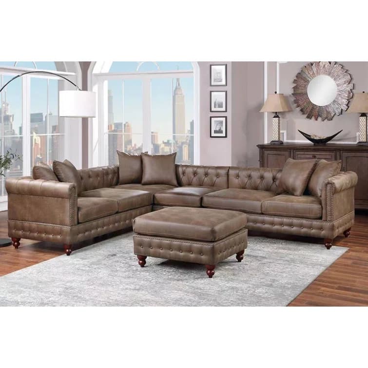 Elcyhic Faux Leather Sectional sofa thumbnail 1