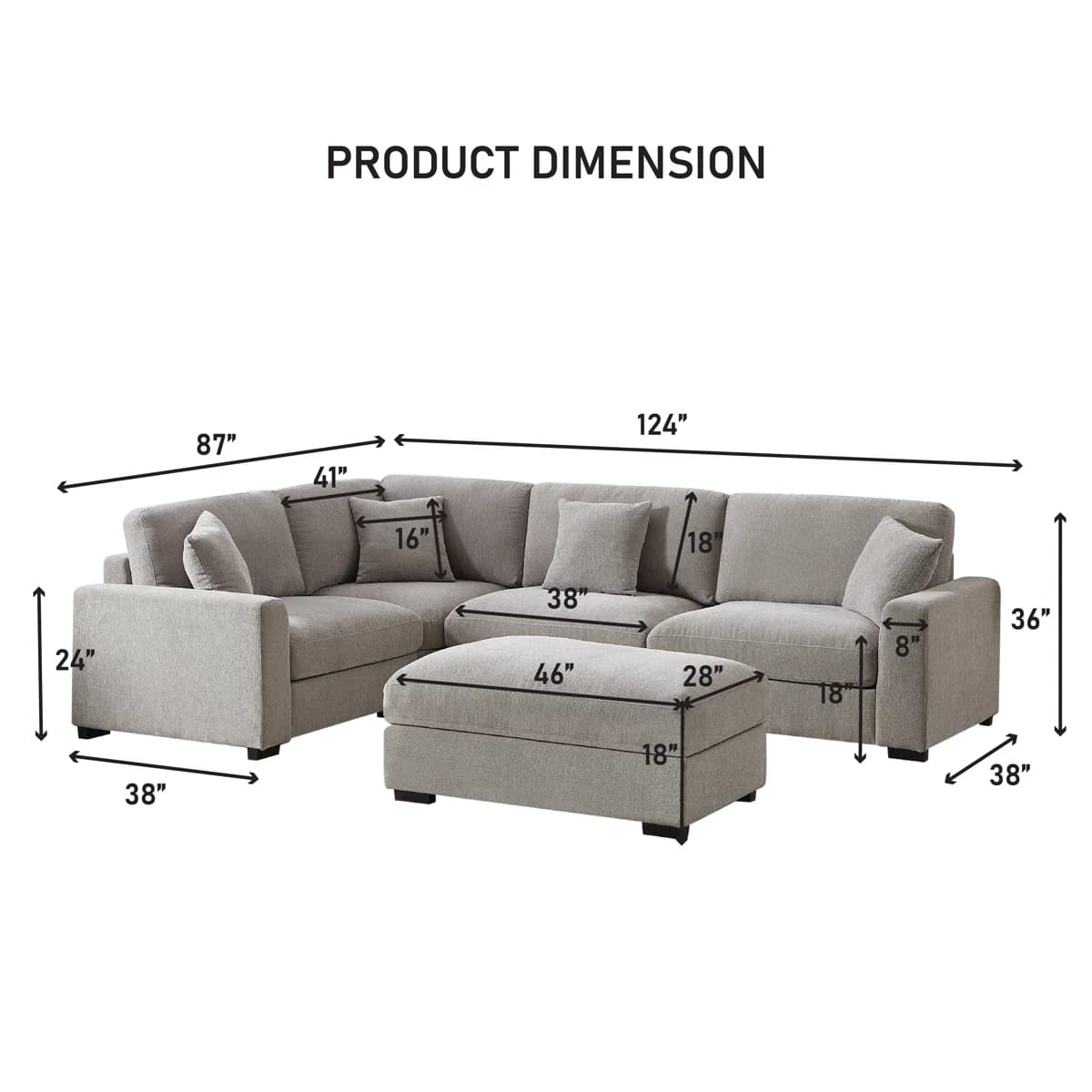 Eugenija Upholstered Sectional thumbnail 3
