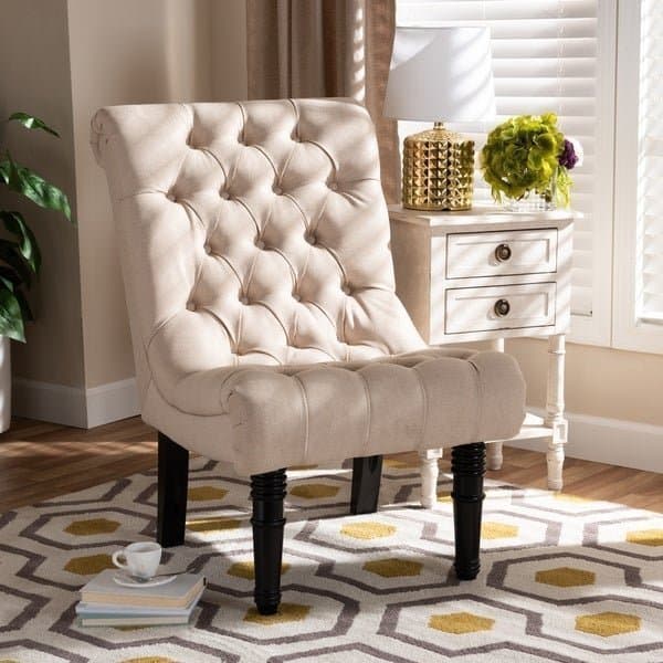 Fabric Upholstered Wood Accent Chair thumbnail 1