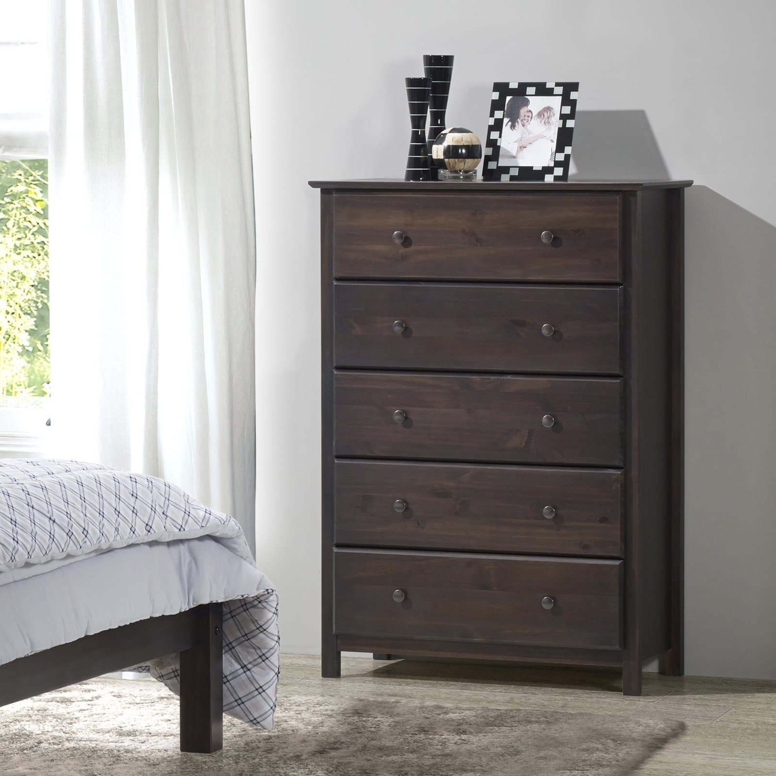 Five Drawer Solid Wood Chest thumbnail 1