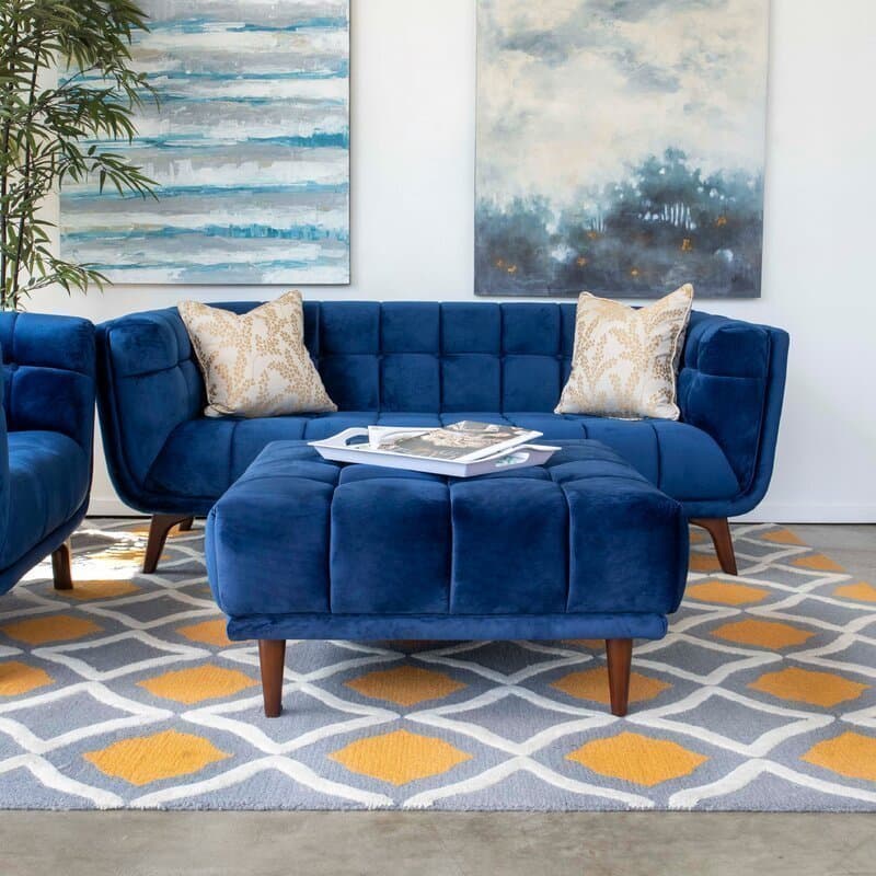 Flared Arm Tufted Velvet 3 Seater Sofa thumbnail 3
