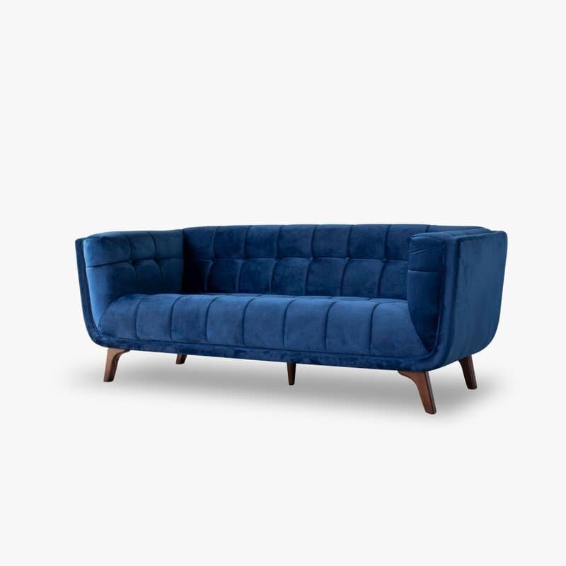 Flared Arm Tufted Velvet 3 Seater Sofa thumbnail 1