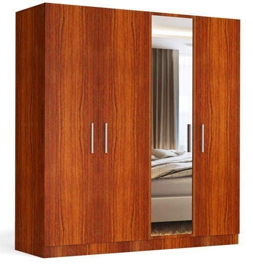 Four Door Wardrobe with Mirror in MDF thumbnail 1