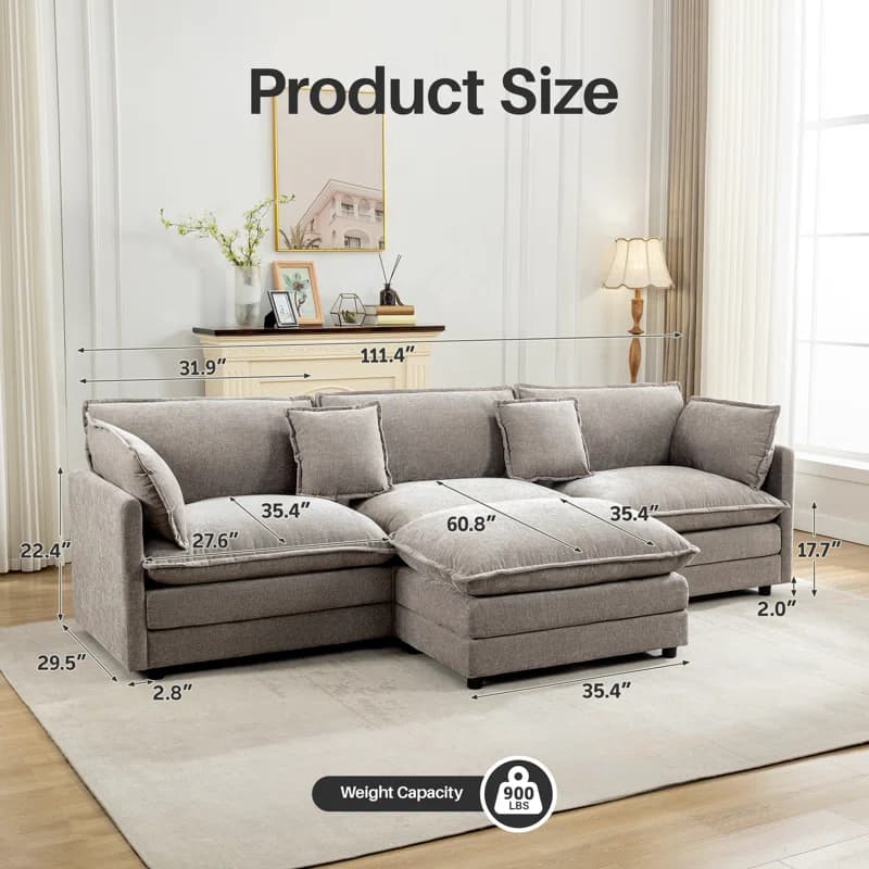 Chenille Sectional Sofa thumbnail 3