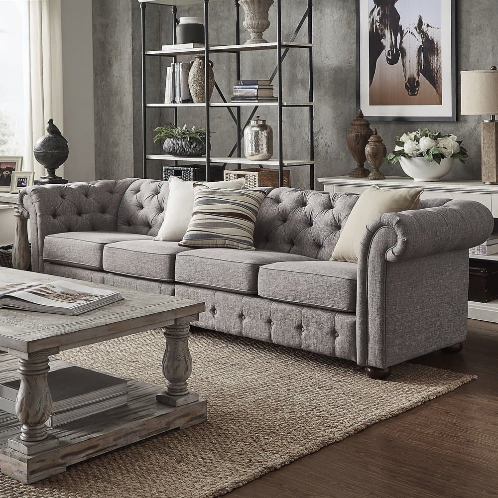 Grey Extra Long Tufted Modular Sofa furniture product