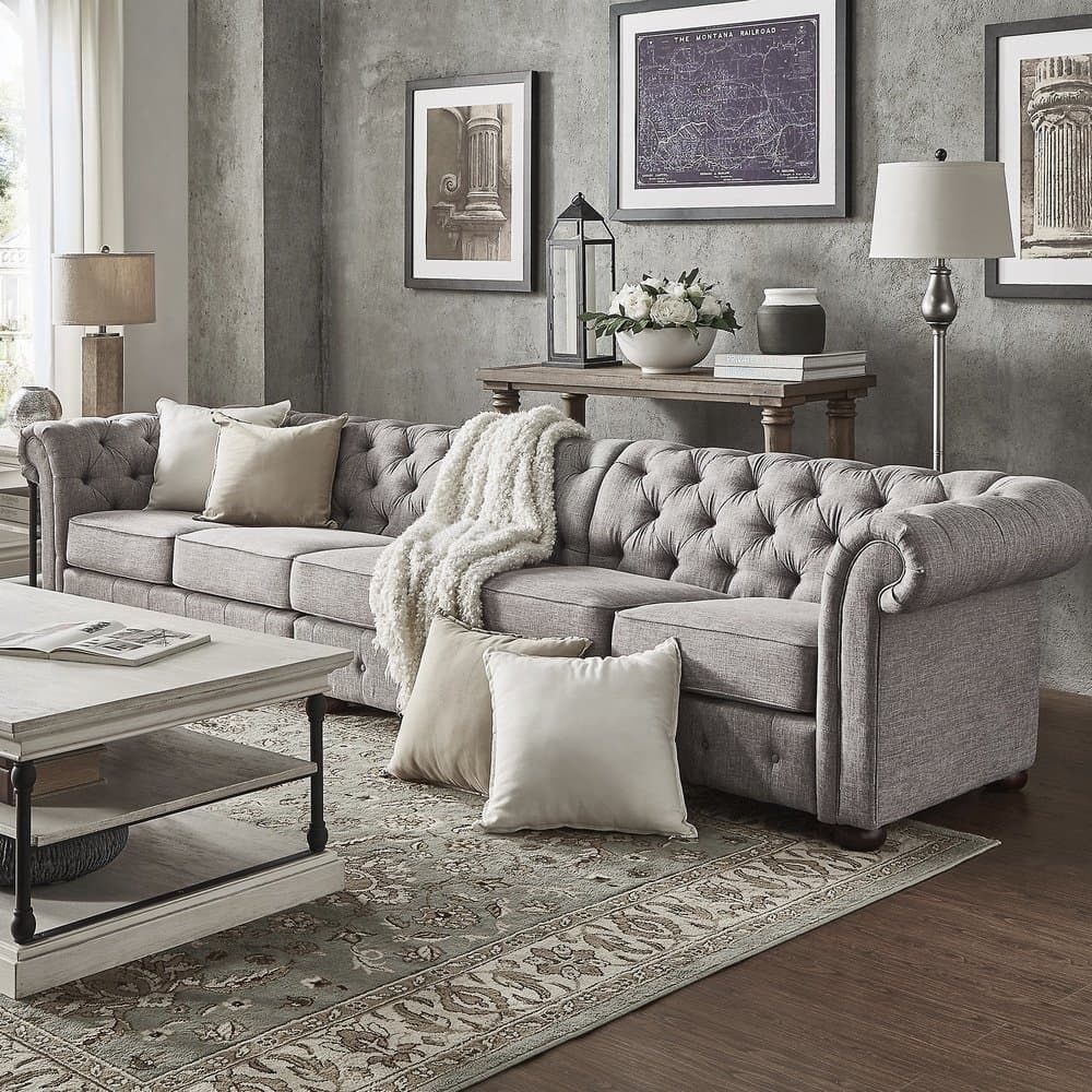 Grey Extra Long Tufted Modular Sofa thumbnail 2
