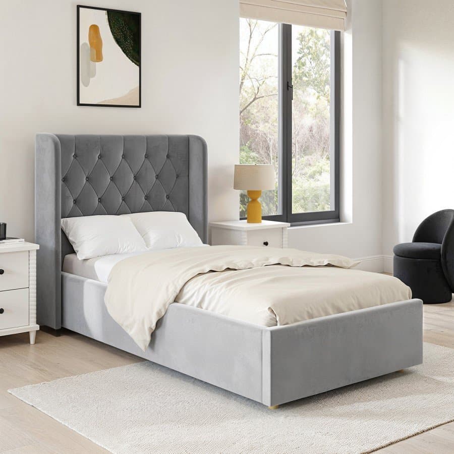 Grey Velvet tufted bed furniture product