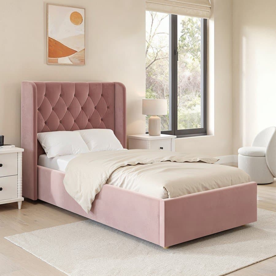 Grey Velvet tufted bed thumbnail 2