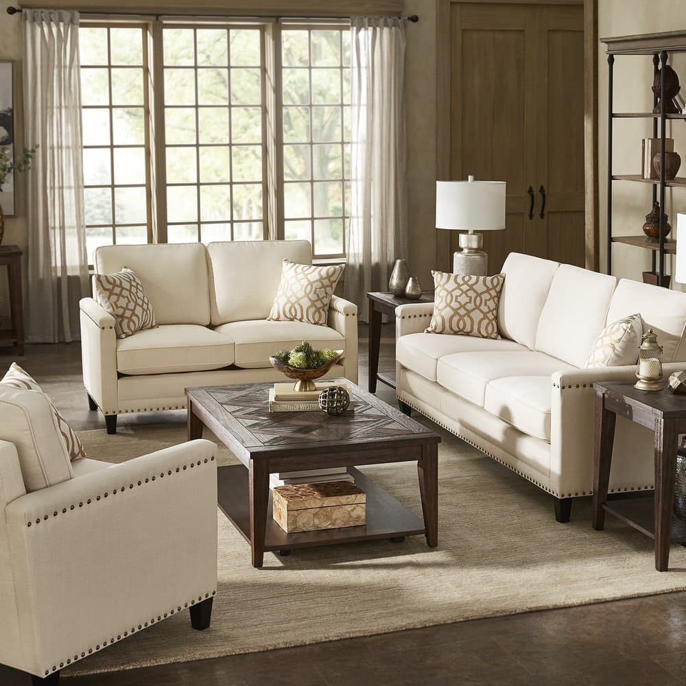 Hersfeld Ivory Fabric Sofa or Loveseat thumbnail 1